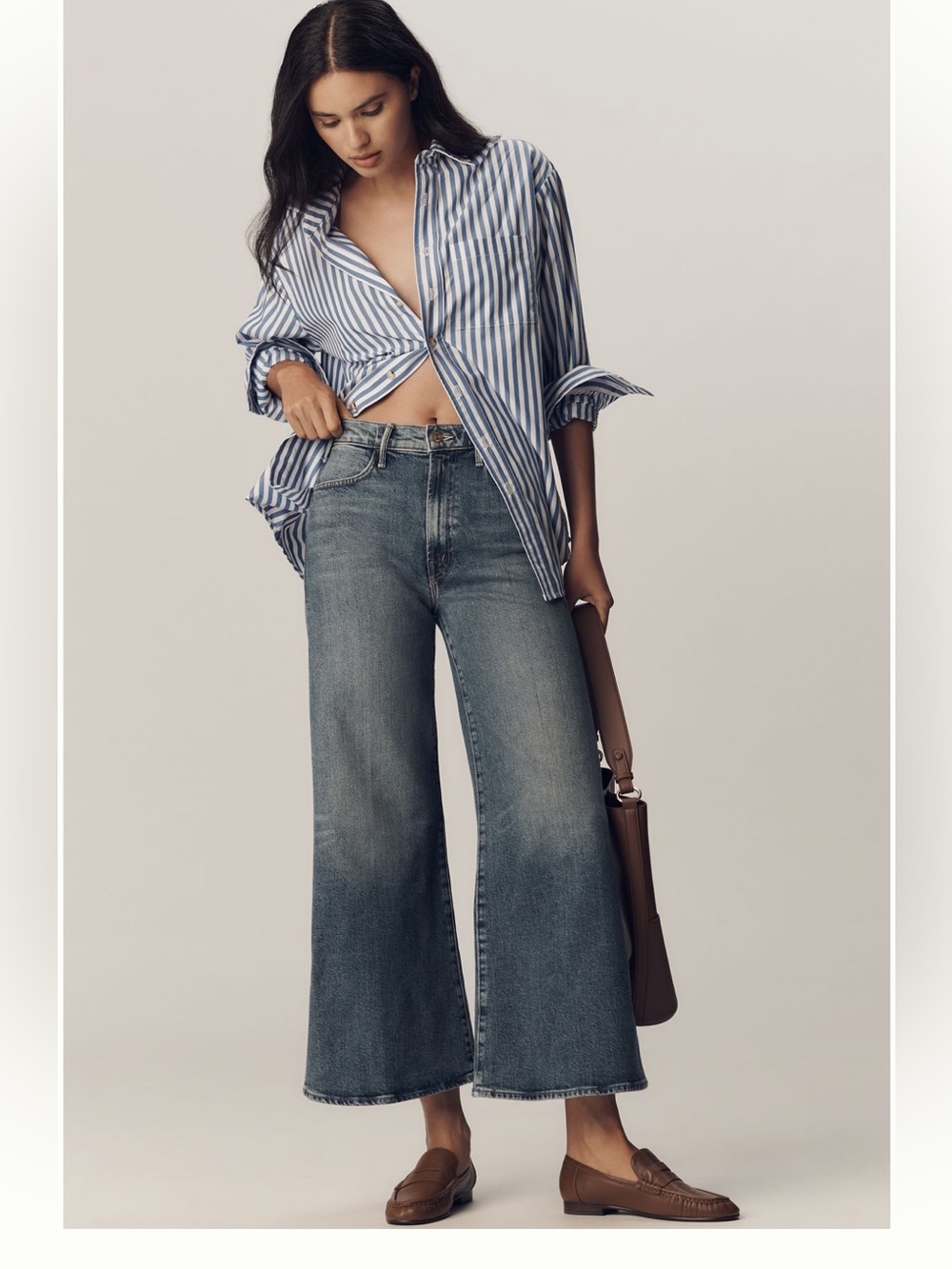 MOTHER The Hustler Roller Ankle High-Rise Wide-Leg Jeans 28